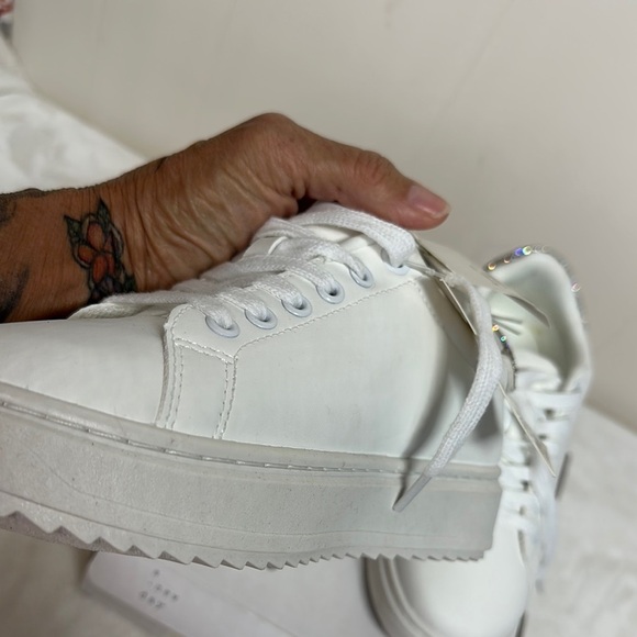 A New Day White  Sneakers with Rhinestones - Picture 5 of 12